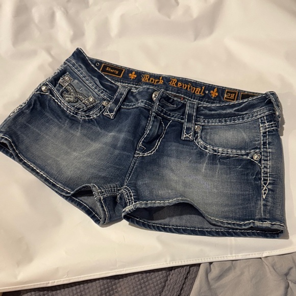 Rock Revival Dark Blue Jean Shorts - Picture 1 of 5